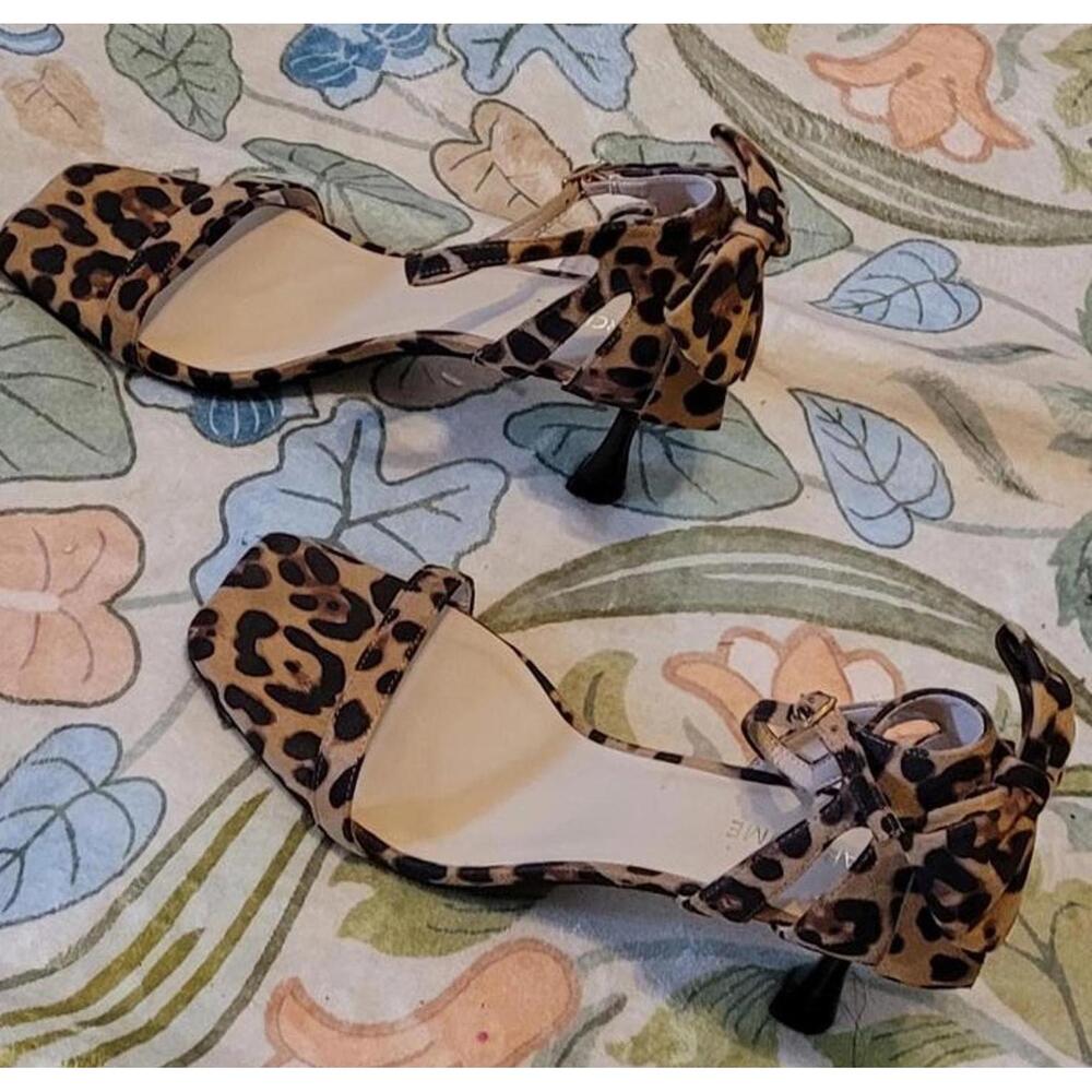 Carcuume Women's Print Bow Ankle Strap Stilettos High Heel Shoes Sandals Size 11